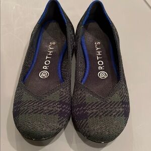 Rothy's green plaid flats with Rounded Toe and Flexible Sole